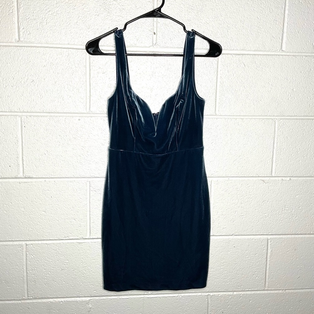 < Express Blue Velvet Mini Dress Size 2 > - Picture 2 of 6